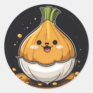 Adventure Onion Black Classic Round Sticker