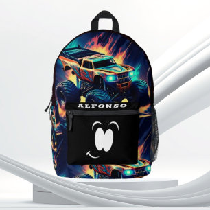 Adventure outing monster truck summertime  printed backpack