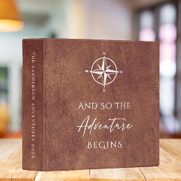 Adventure Personalized Brown Leather  Binder