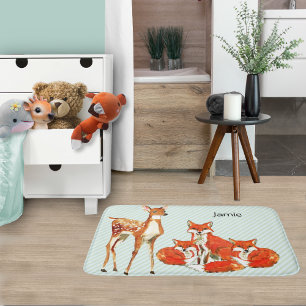 Adventure Personalized Fox Deer Childrens  Bath Mat