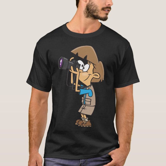 Adventure Photographer Boy with Camera T-Shirt (Front)