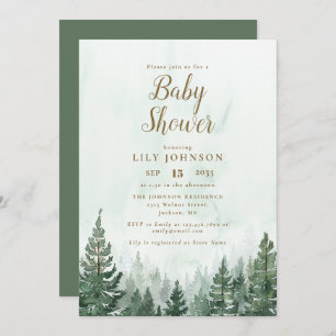Adventure Pine Tree Forest Baby Shower Invitation