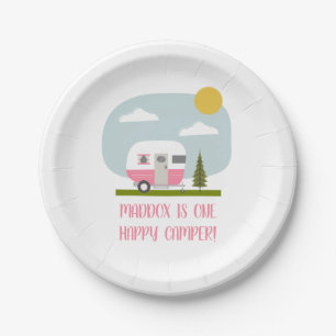 Adventure Pink Camper Birthday Paper Plates