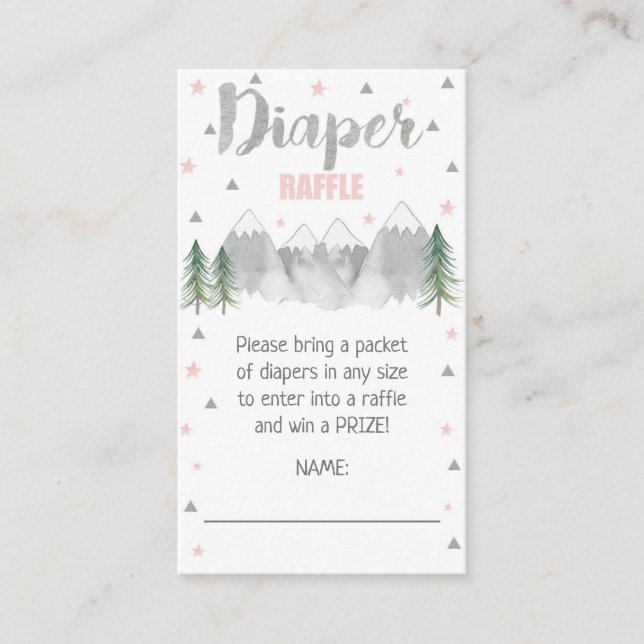 Adventure Pink Diaper Raffle Card 3.5 x 2 (Front)