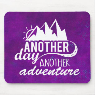 Adventure Quote - Mountains on Purple Background Mouse Pad