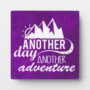 Adventure Quote - Mountains on Purple Background Plaque