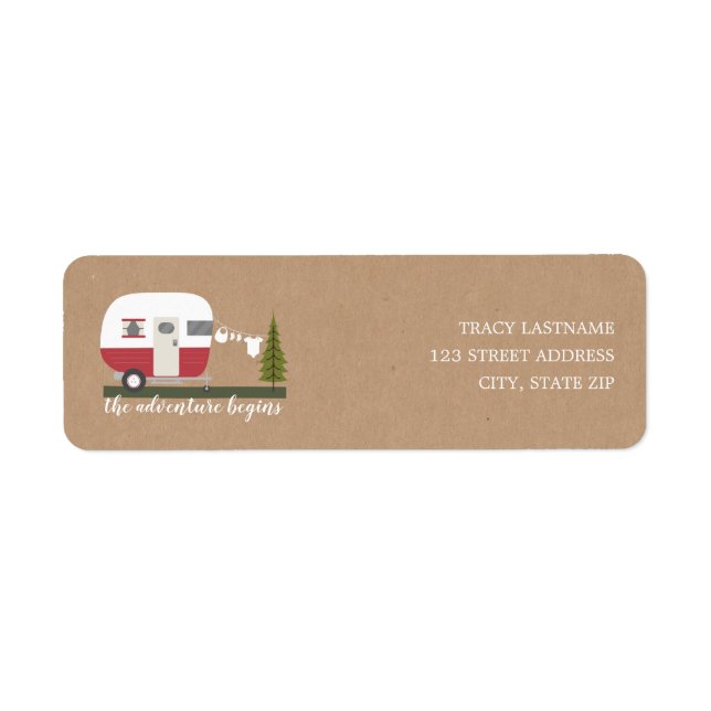 Adventure Retro Camper Trailer Neutral Baby Shower (Front)