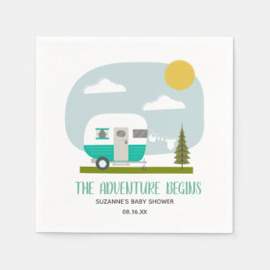 Adventure Retro Turquoise Camper Boy Baby Shower Napkin
