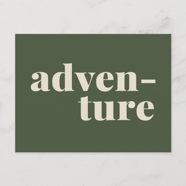 Adventure | Simple Inspirational Quote Green  Postcard (Front)