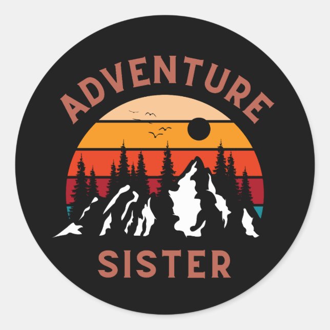 Adventure Sister Classic Round Sticker (Front)