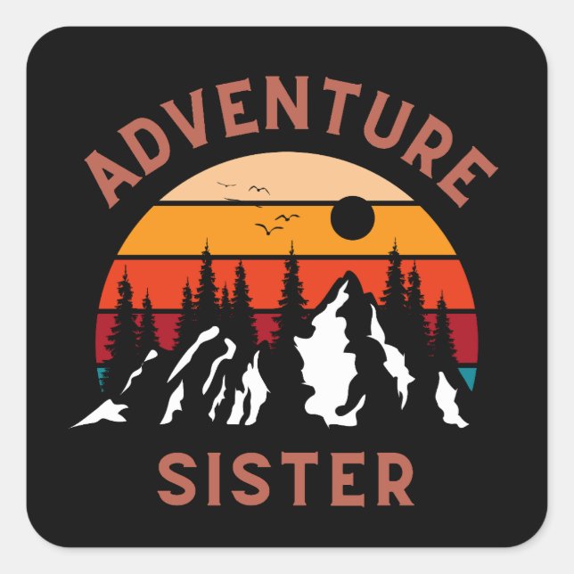 Adventure Sister Square Sticker (Front)