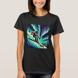 Adventure Skiing Under Northern Lights  T-Shirt