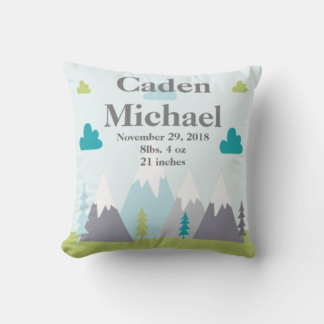 Adventure/ Snow Capped Mountains Baby Pillow (Front)