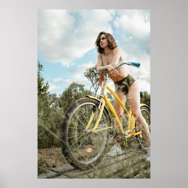Adventure Spirit – Woman with Yellow Bicycle Poster (Front)