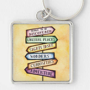 Adventure Street Sign Travel Art Keychain