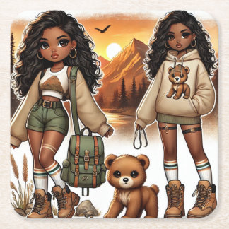 Adventure & Style Hiking Square Paper Coaster