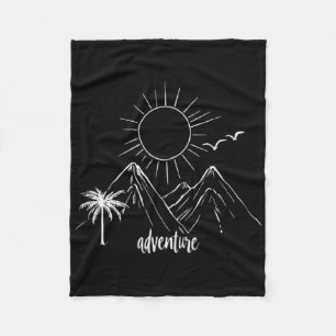 Adventure Sunrise Mountains Hiking Camping Camper Fleece Blanket