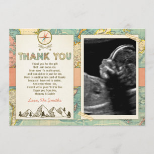 Adventure thank you card Travel Map Baby Birthday
