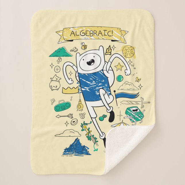 Adventure Time | "Algebraic" Finn Sketch Sherpa Blanket (Front)