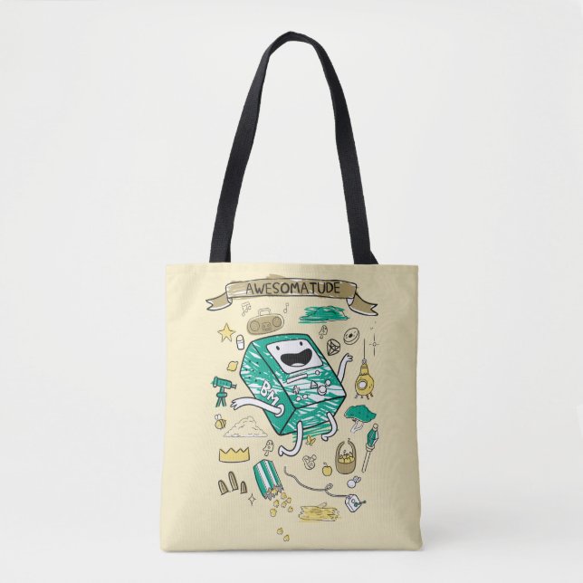 Adventure Time | "Awesomatude" BMO Sketch Tote Bag (Front)