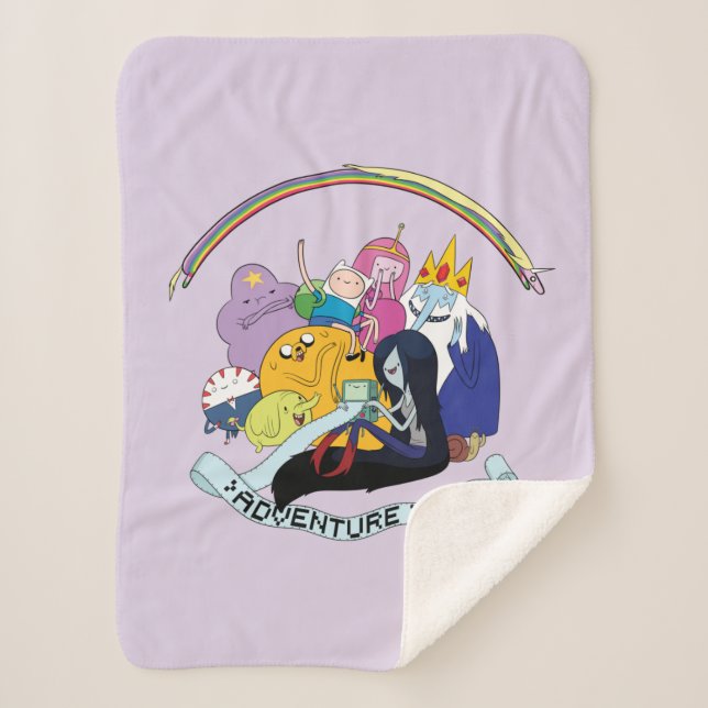 Adventure Time | BMO Group Graphic Sherpa Blanket (Front)