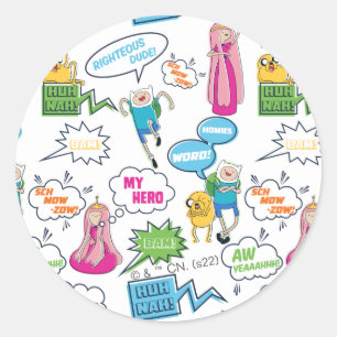 Adventure Time   Character Call-Out Pattern Classic Round Sticker