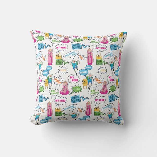 Adventure Time | Character Call-Out Pattern Throw Pillow (Front)
