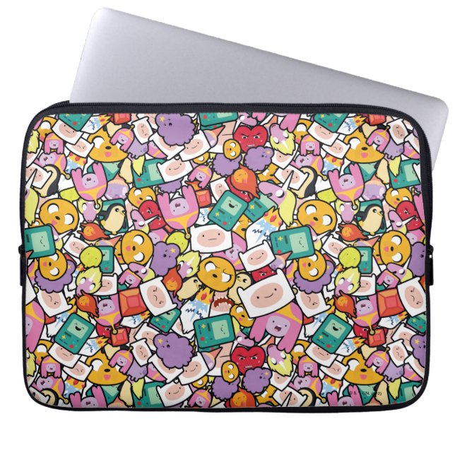 Adventure Time | Character Toss Pattern Laptop Sleeve (Front)