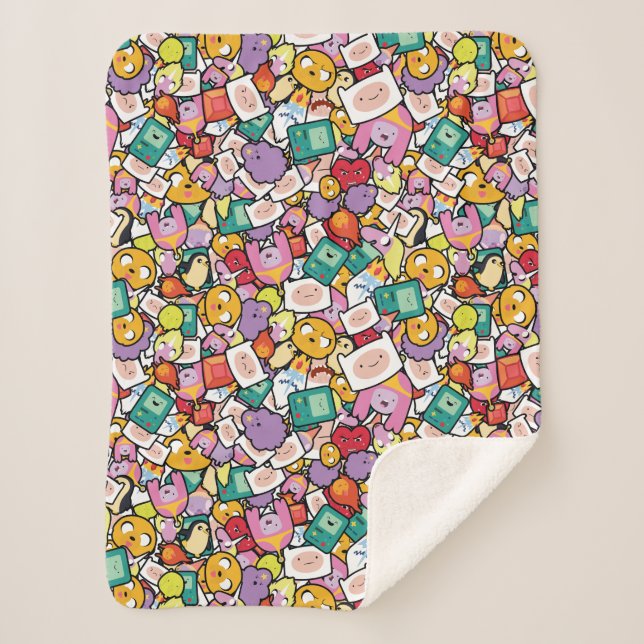 Adventure Time | Character Toss Pattern Sherpa Blanket (Front)