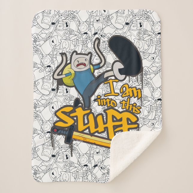Adventure Time | Finn "I Am Into This Stuff" Sherpa Blanket (Front)