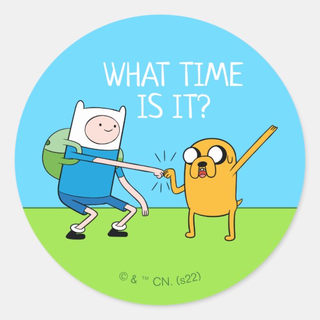 Adventure Time | Finn & Jake Fist Bump Classic Round Sticker (Front)