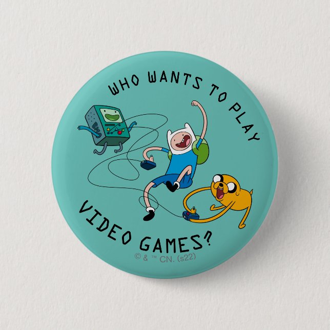 Adventure Time | Finn & Jake Play With BMO 2 Inch Round Button (Front)