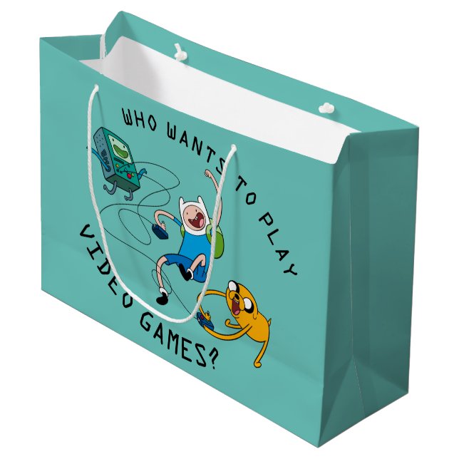 Adventure Time | Finn & Jake Play With BMO Large Gift Bag (Front Angled)