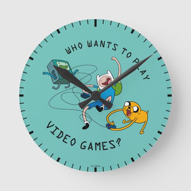 Adventure Time | Finn & Jake Play With BMO Round Clock (Front)