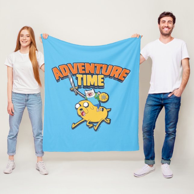 Adventure Time | Finn Riding Jake Fleece Blanket (In Situ)
