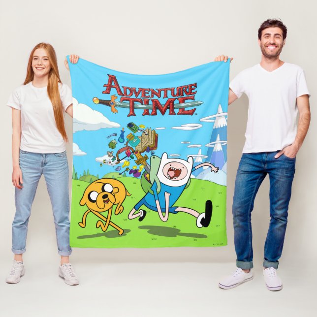Adventure Time | Finn's Backpack Adventure Gear Fleece Blanket (In Situ)