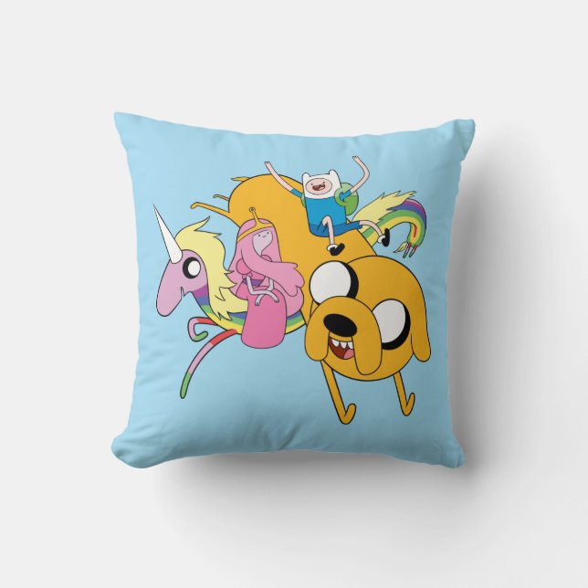 Adventure Time | Lady, Bubblegum, Finn, & Jake Throw Pillow (Front)