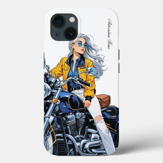 Adventure Time : Motorcycle rider iPhone 13 case (Back)