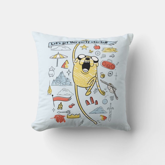 Adventure Time | "Party" Jake Sketch Throw Pillow (Front)