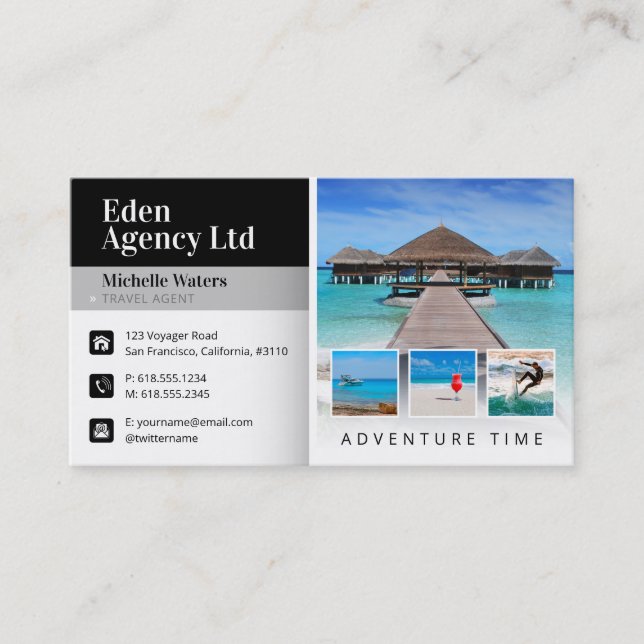 Adventure Time | Tourism | Travel Agent Business Card (Front)