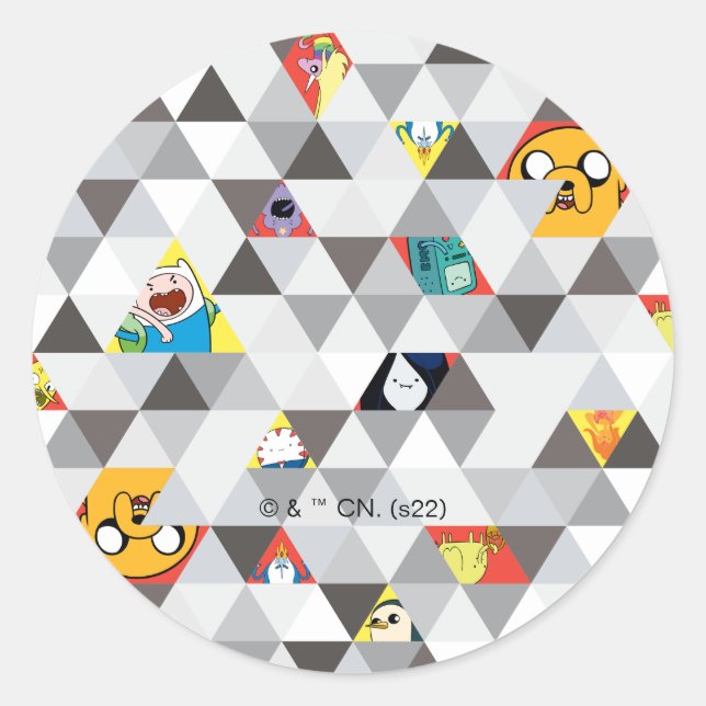 Adventure Time | Triangular Character Pattern Classic Round Sticker (Front)