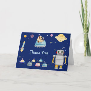 Adventure Toy Robot Boy Outer Space Baby Shower Thank You Card