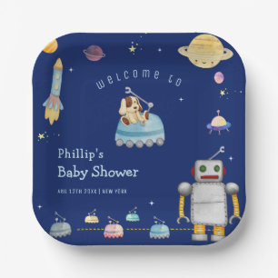 Adventure Toys Robot Boy Outer Space Baby Shower Paper Plate
