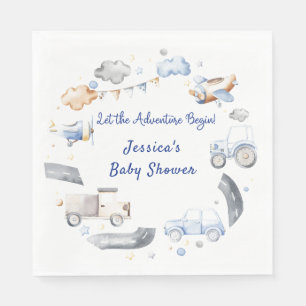 Adventure Transportation Boy Baby Shower Napkin