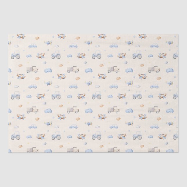 Adventure Transportation Boy Baby Shower  Tissue Paper (Front)