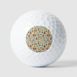 Adventure travel icons, seamless pattern. golf balls