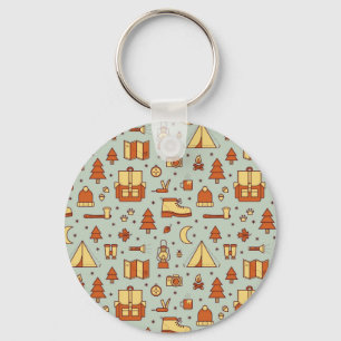 Adventure travel icons, seamless pattern. keychain