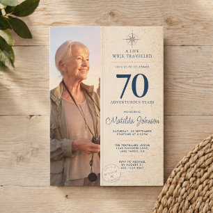 Adventure Travel Photo 70th Birthday Invitation