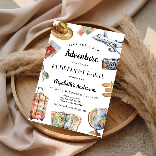 Adventure Travel Theme Retirement Invitation (Creator Uploaded)
