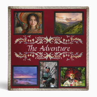 Adventure Vacation Photo/Scrapbook Album -Burgundy Binder